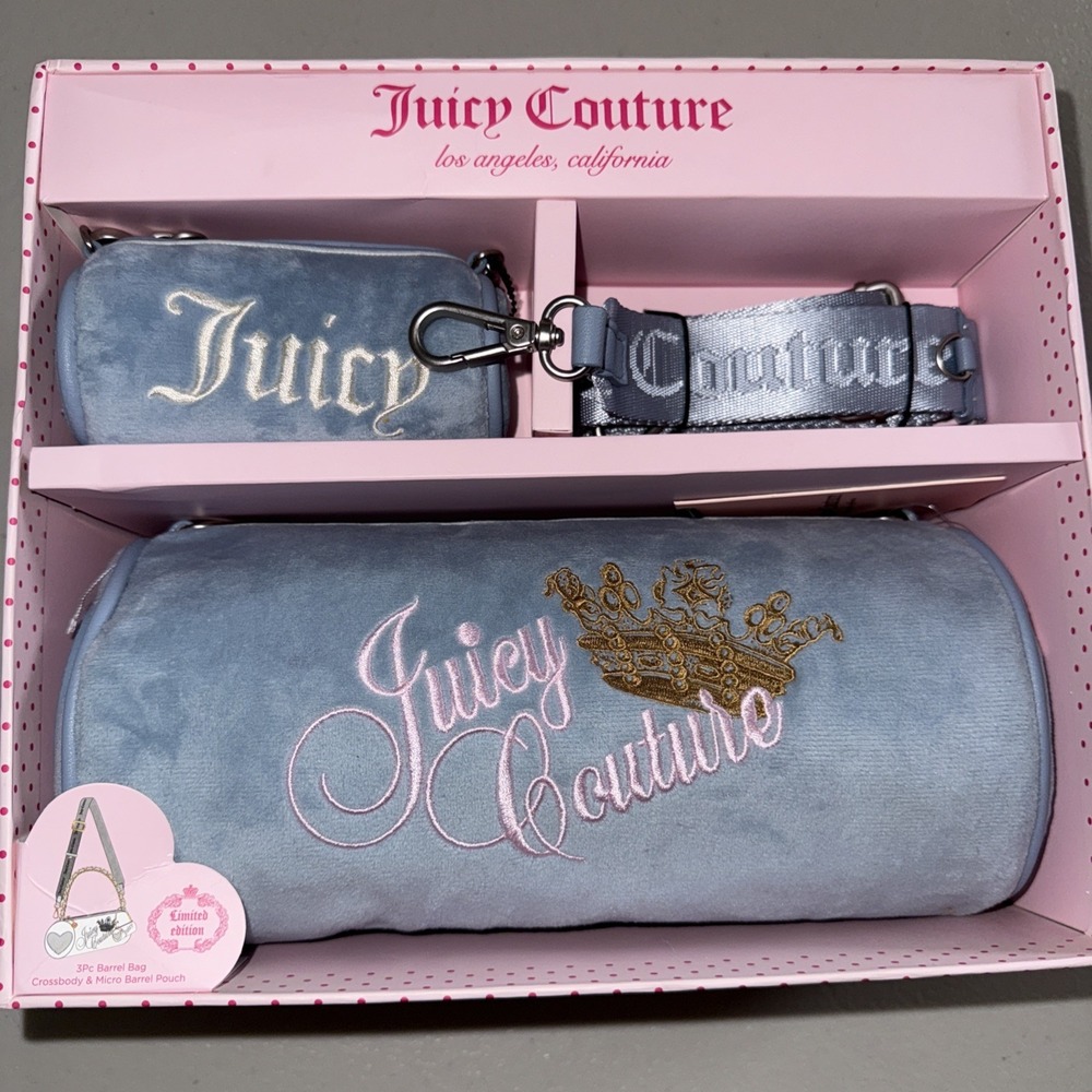 Juicy Couture Barrel Handbag Gift Set Limited Edition‎ Blue Pink